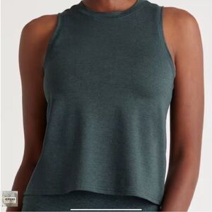 Quince Flowknit Heather Green Sleeveless Tank Top